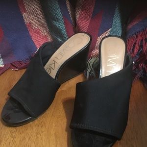 Black wedge open toe